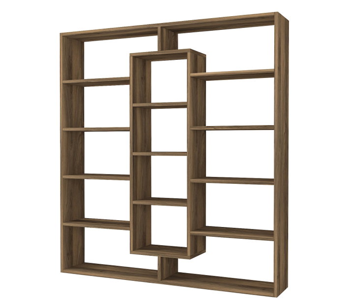 Hanah Home Estantería Escandinava Walnut, Tablero de Partículas Melamina, Nogal, 125x135.7x22cm